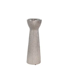 Ceramic 12" Bead Candle Holder,Silver
