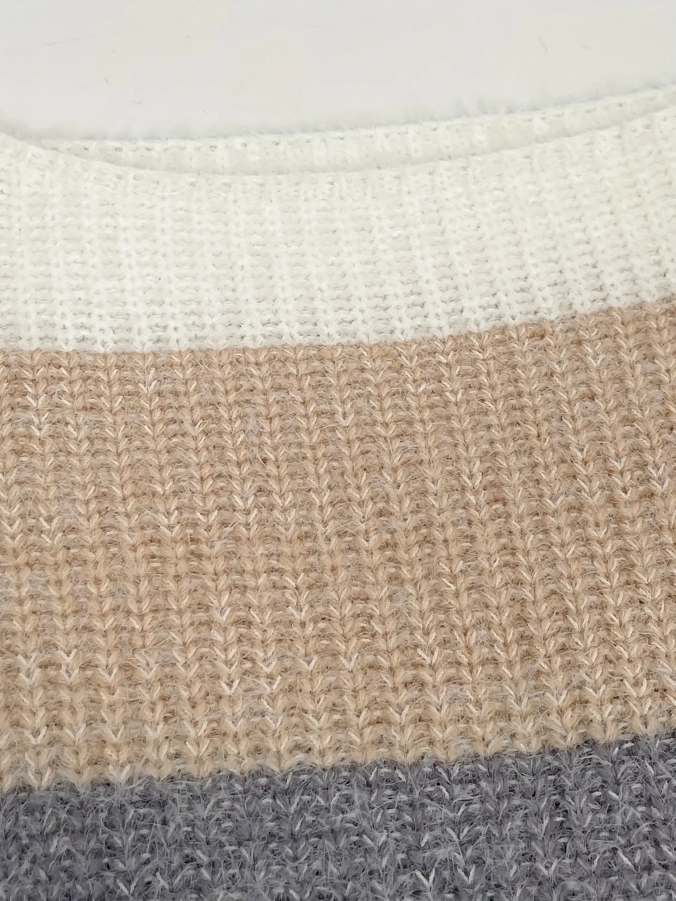 Chic Striped Knit Sweater Dress - Casual Crew Neck, Long Sleeve, Mid-Length with Drop Shoulder Design for Women