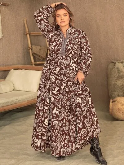 Chocolate Cape Town Plus Size Long Sleeve Maxi Caftan Dress