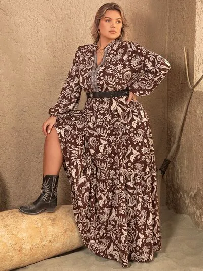 Chocolate Cape Town Plus Size Long Sleeve Maxi Caftan Dress
