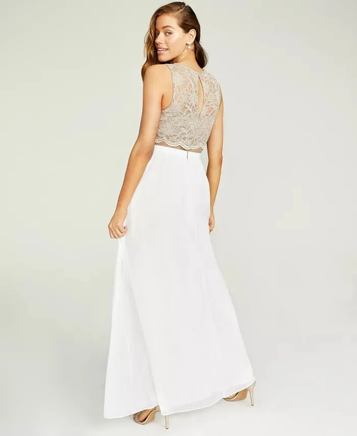 City Studios Juniors' Lace Top & Long Wrap Skirt Brown Size 7