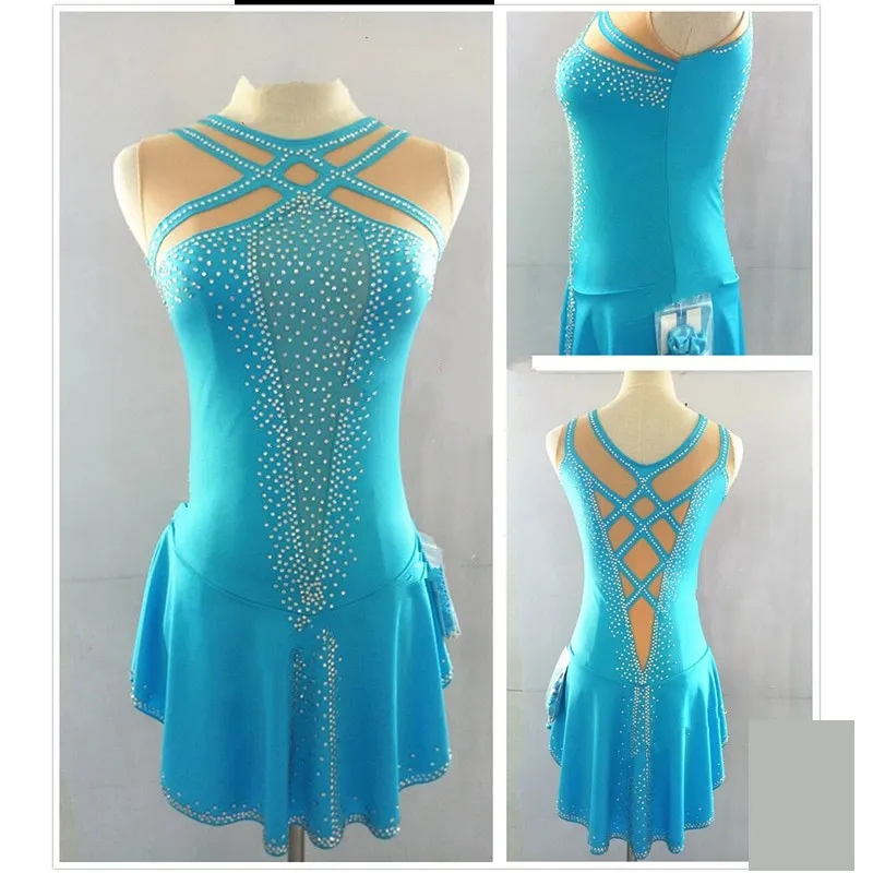Competition Figure Skating Dress Turquoise Sleeveless