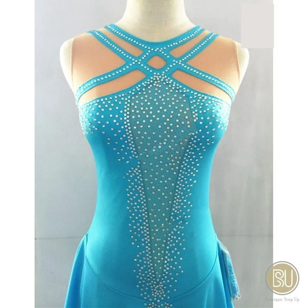 Competition Figure Skating Dress Turquoise Sleeveless