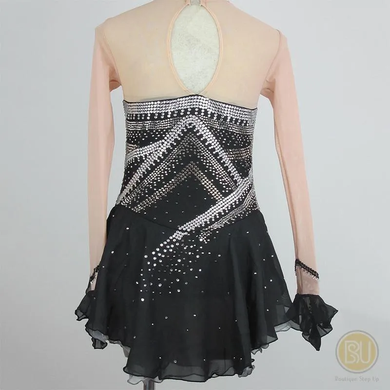 Competition Figure Skating Dresses Black with sleeves or sleeveless