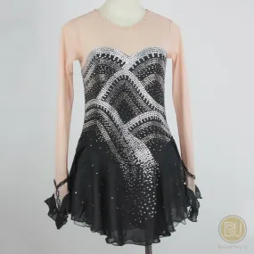 Competition Figure Skating Dresses Black with sleeves or sleeveless