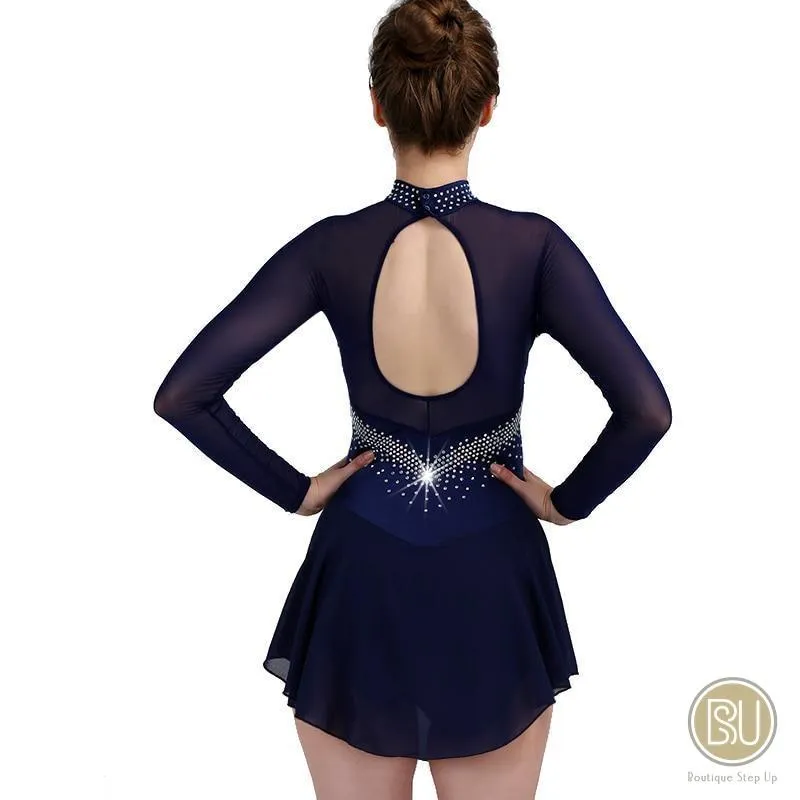 Competition Skating Dress Long Sleeves Mock Collar