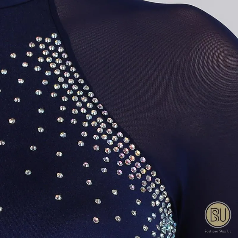 Competition Skating Dress Long Sleeves Mock Collar