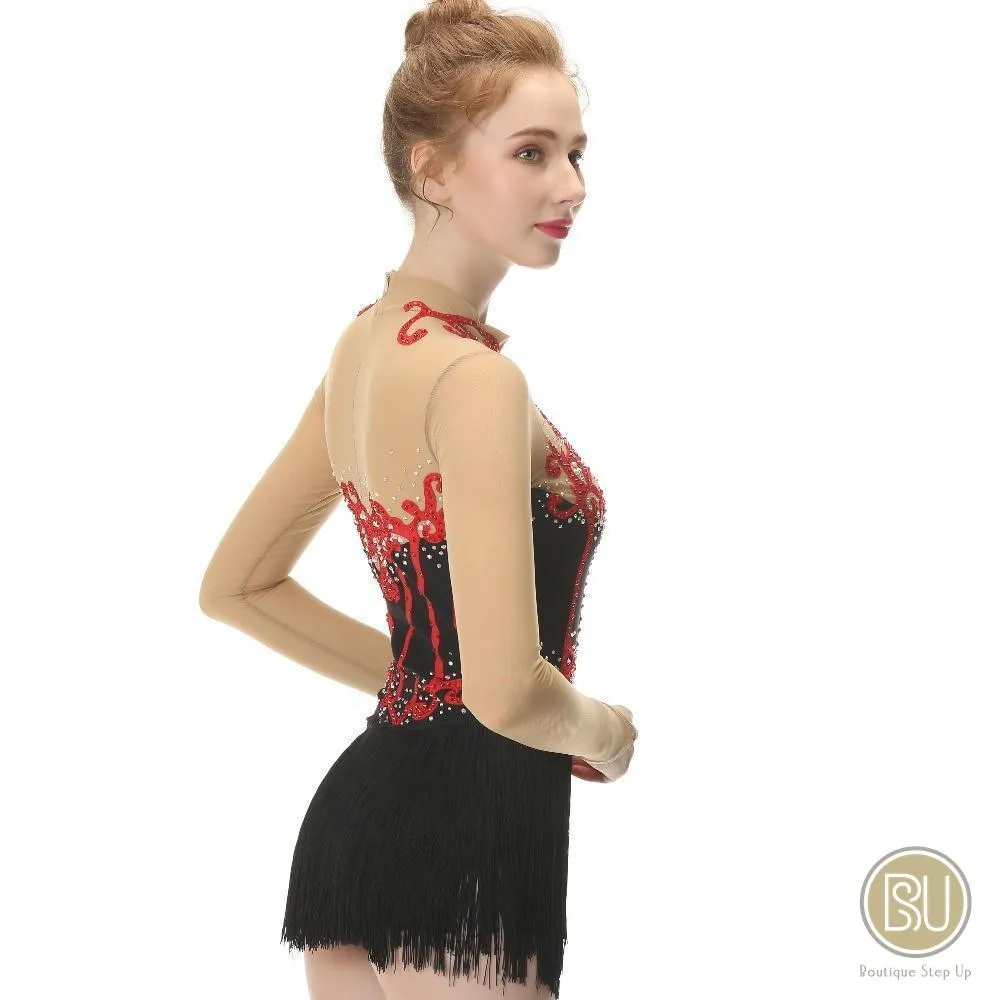 Competition Skating Dress Moulin Rouge Style Fringes