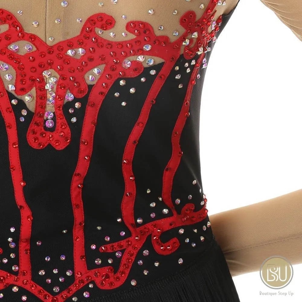 Competition Skating Dress Moulin Rouge Style Fringes
