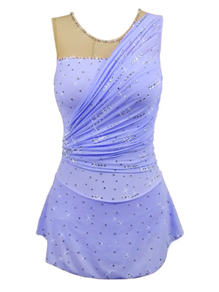Competition Skating Dress, Pastel Mesh Sash Over Shoulder BSU091220