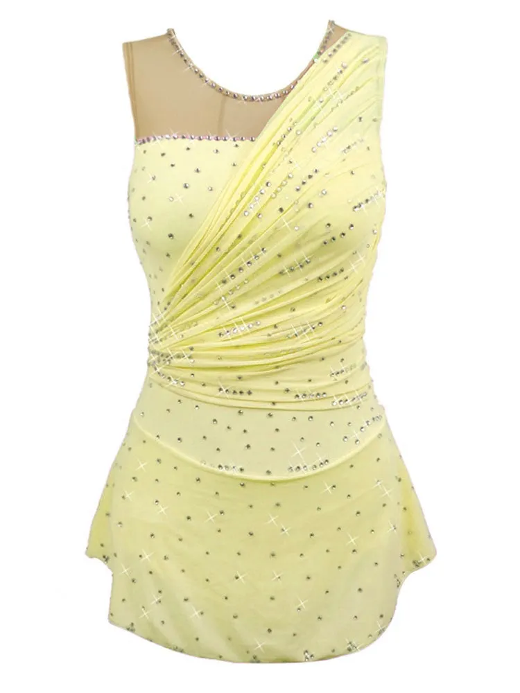 Competition Skating Dress, Pastel Mesh Sash Over Shoulder BSU091220