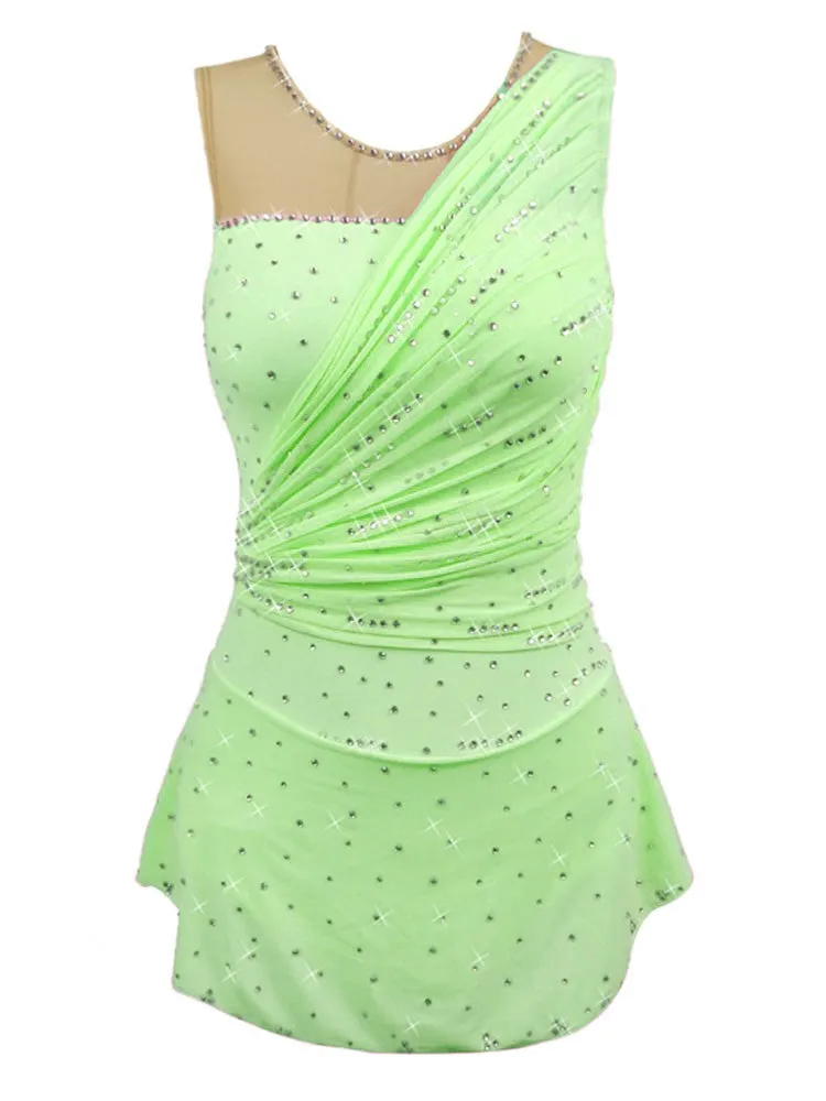 Competition Skating Dress, Pastel Mesh Sash Over Shoulder BSU091220