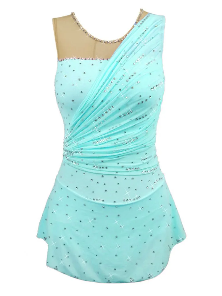 Competition Skating Dress, Pastel Mesh Sash Over Shoulder BSU091220