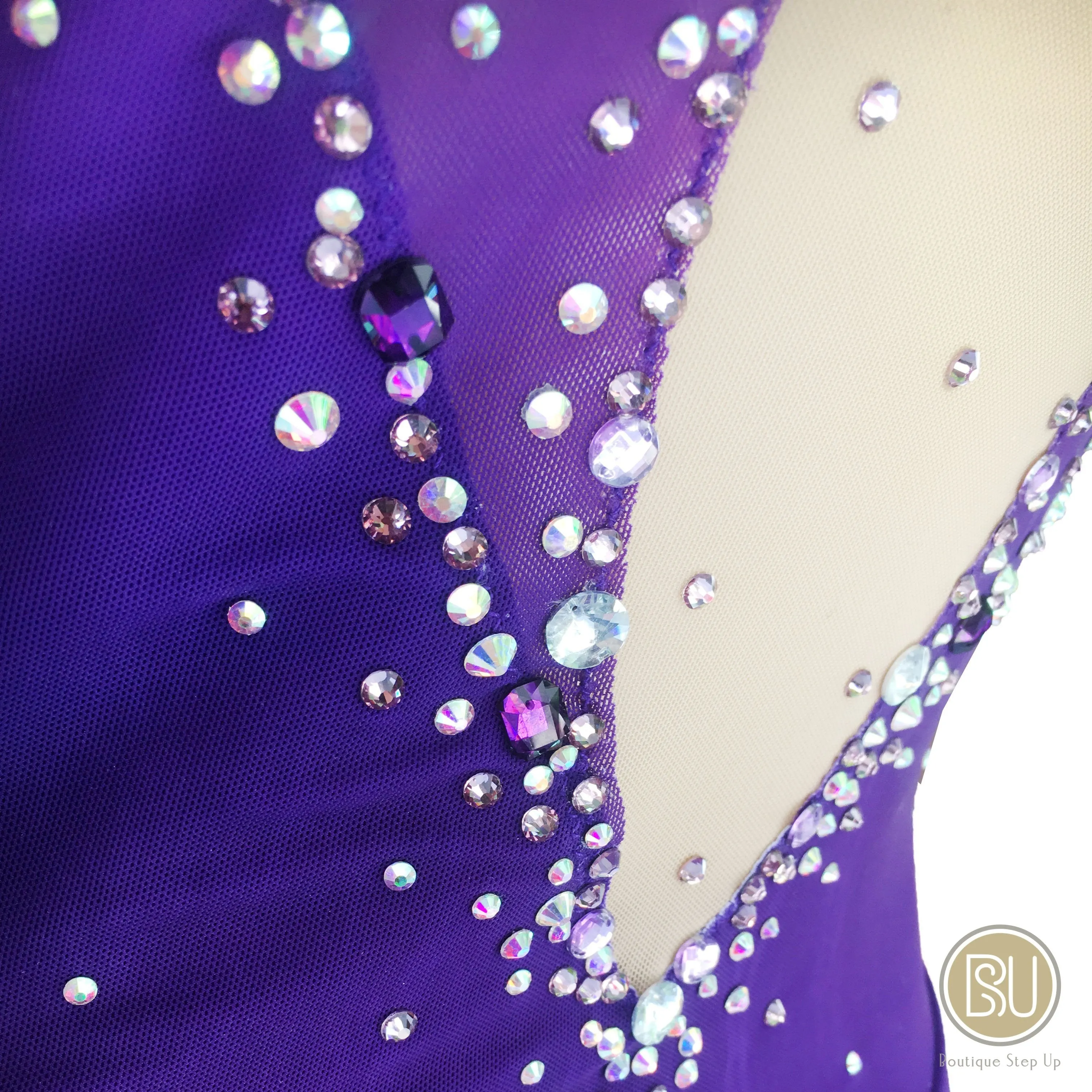 Competition Skating Dress Purple Ombre Long Sleeves