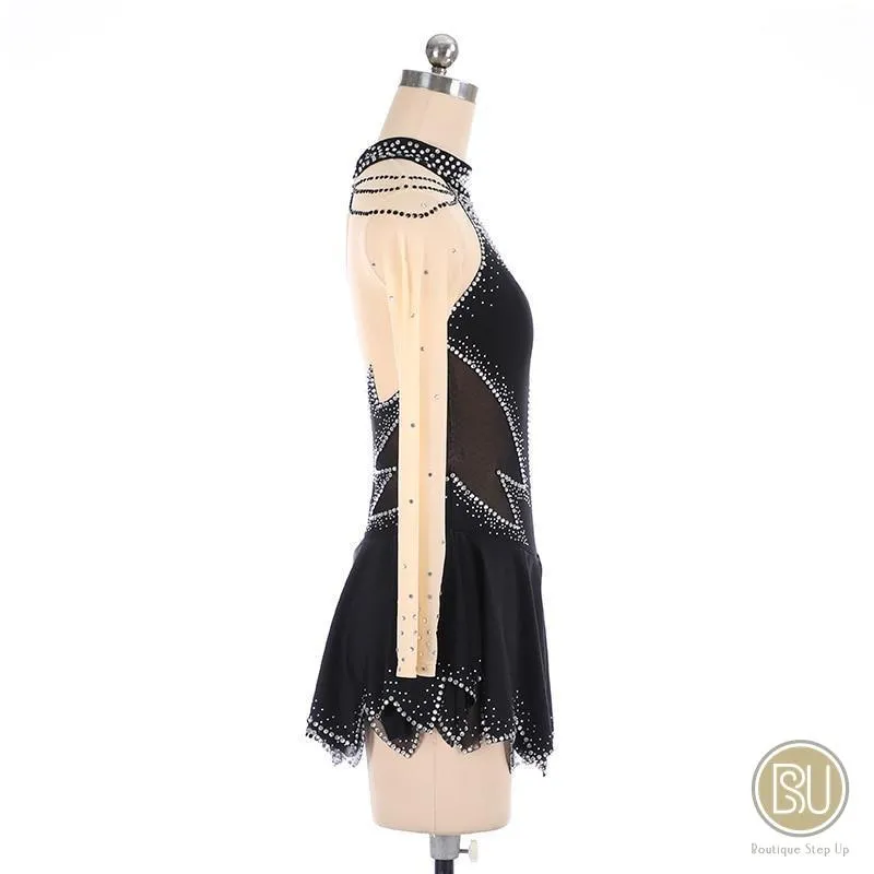 Competition Skating Dress with Mesh Sleeves Available in 9 Colors