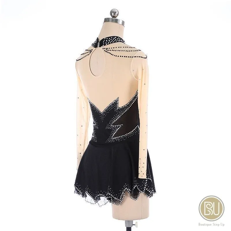 Competition Skating Dress with Mesh Sleeves Available in 9 Colors