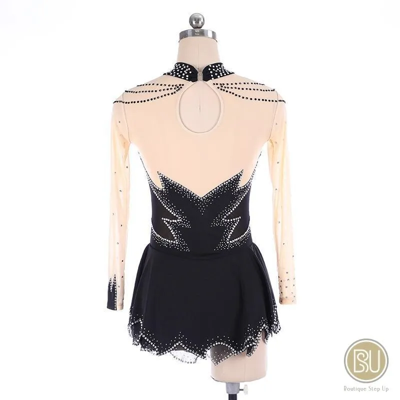 Competition Skating Dress with Mesh Sleeves Available in 9 Colors