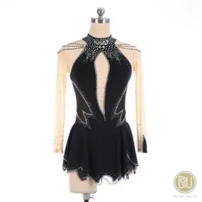 Competition Skating Dress with Mesh Sleeves Available in 9 Colors