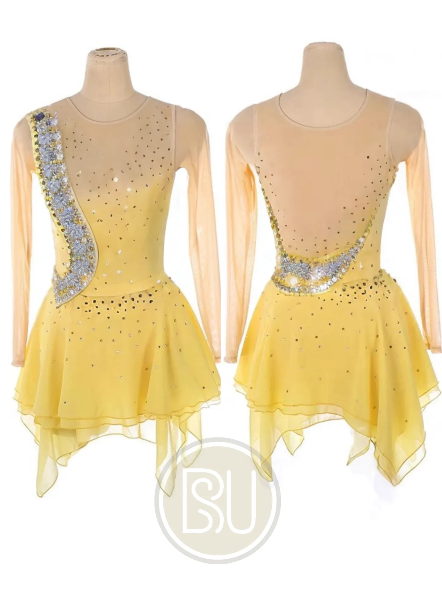 Competition Skating Dress Yellow & Gold  BSU010623