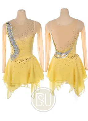 Competition Skating Dress Yellow & Gold  BSU010623