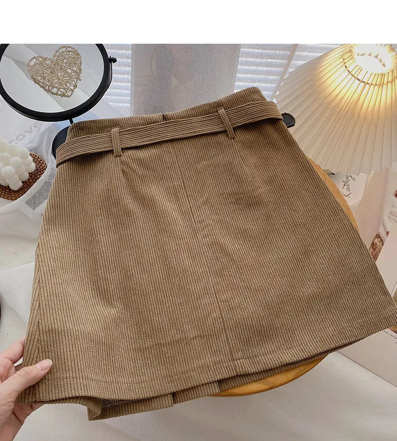 Corduroy Skirt is slim and fashionable pleated skirt  5492