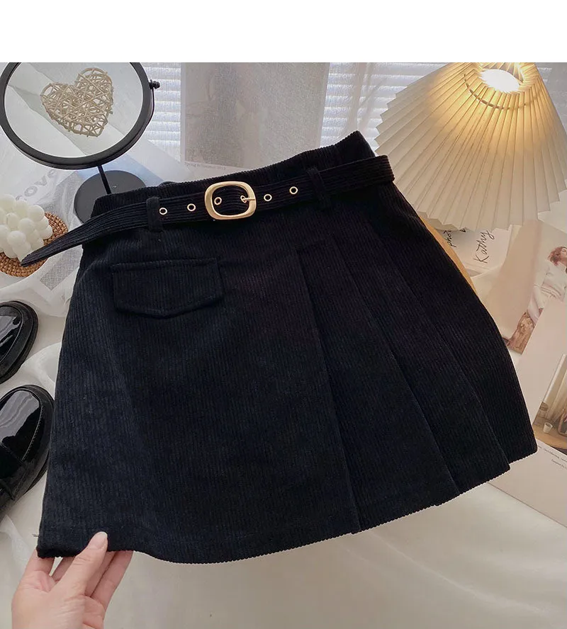 Corduroy Skirt is slim and fashionable pleated skirt  5492