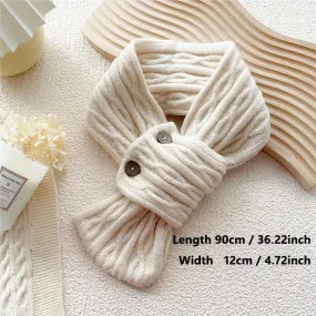 Cozy Twist Knit Scarf - Soft, Warm, Versatile Neck Decoration for Autumn and Winter - Solid Color, Cross Style, Cold-Proof, and Fashionable Accessory