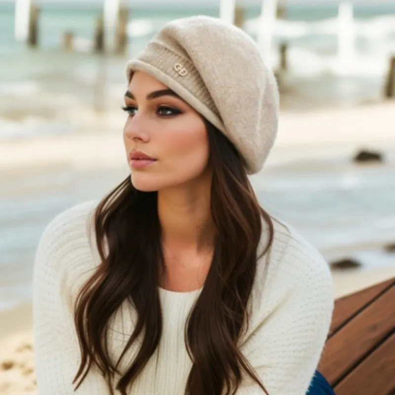 Cozy Winter Beret - Soft, Thick, and Warm Knitted Beanie Hat for Women - Versatile Solid Color Autumn Accessory for Cold Weather