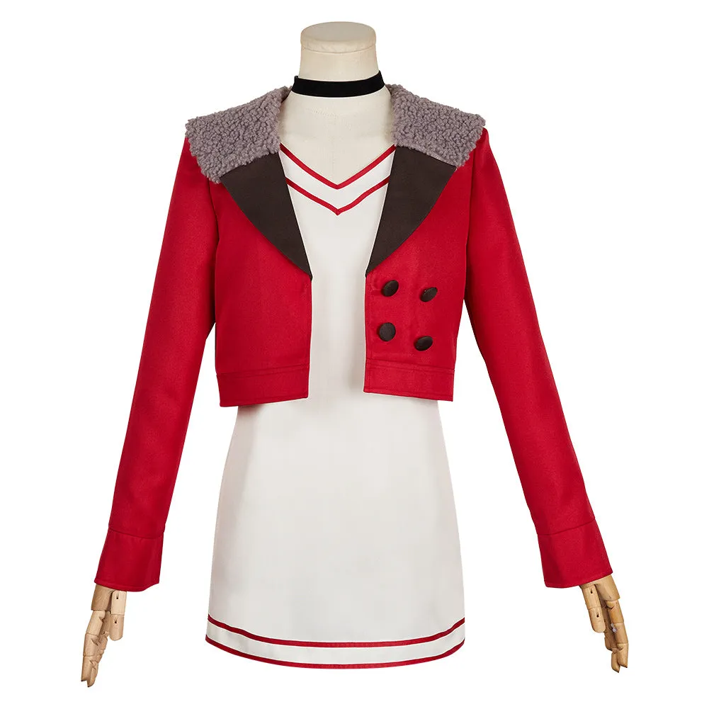 DANDADAN: Momo Ayase Red Coat Dress Cosplay Costume Outfits Halloween Suit