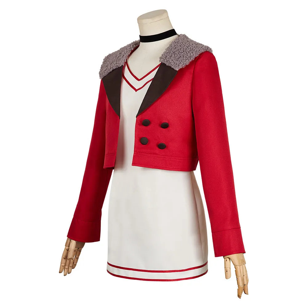DANDADAN: Momo Ayase Red Coat Dress Cosplay Costume Outfits Halloween Suit