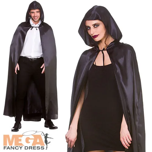 Deluxe Long Satin Hooded Cape Elegant Accessory