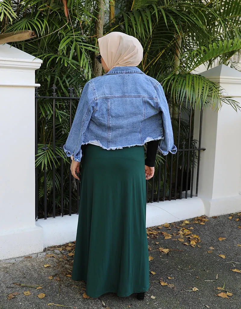 Denim Mid Fur Jacket