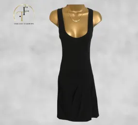 DKNY Donna Karan Women's Black Drop Waist Wool Dress UK 8 US 4 EU 36