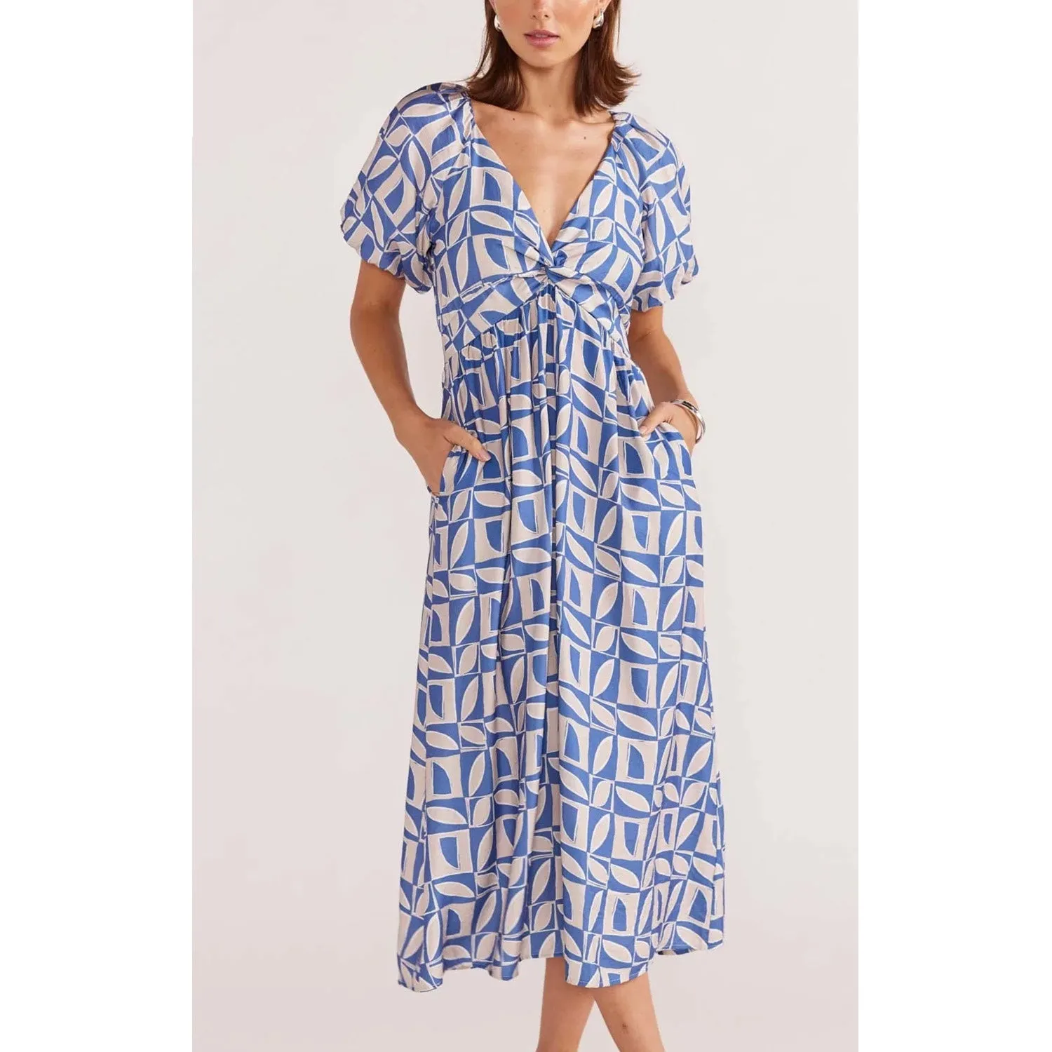 Dress Alto Midi - Blue Geo
