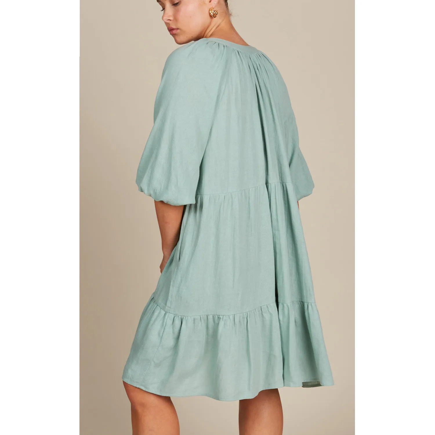 Dress Amelie Button ONE SIZE - Seafoam