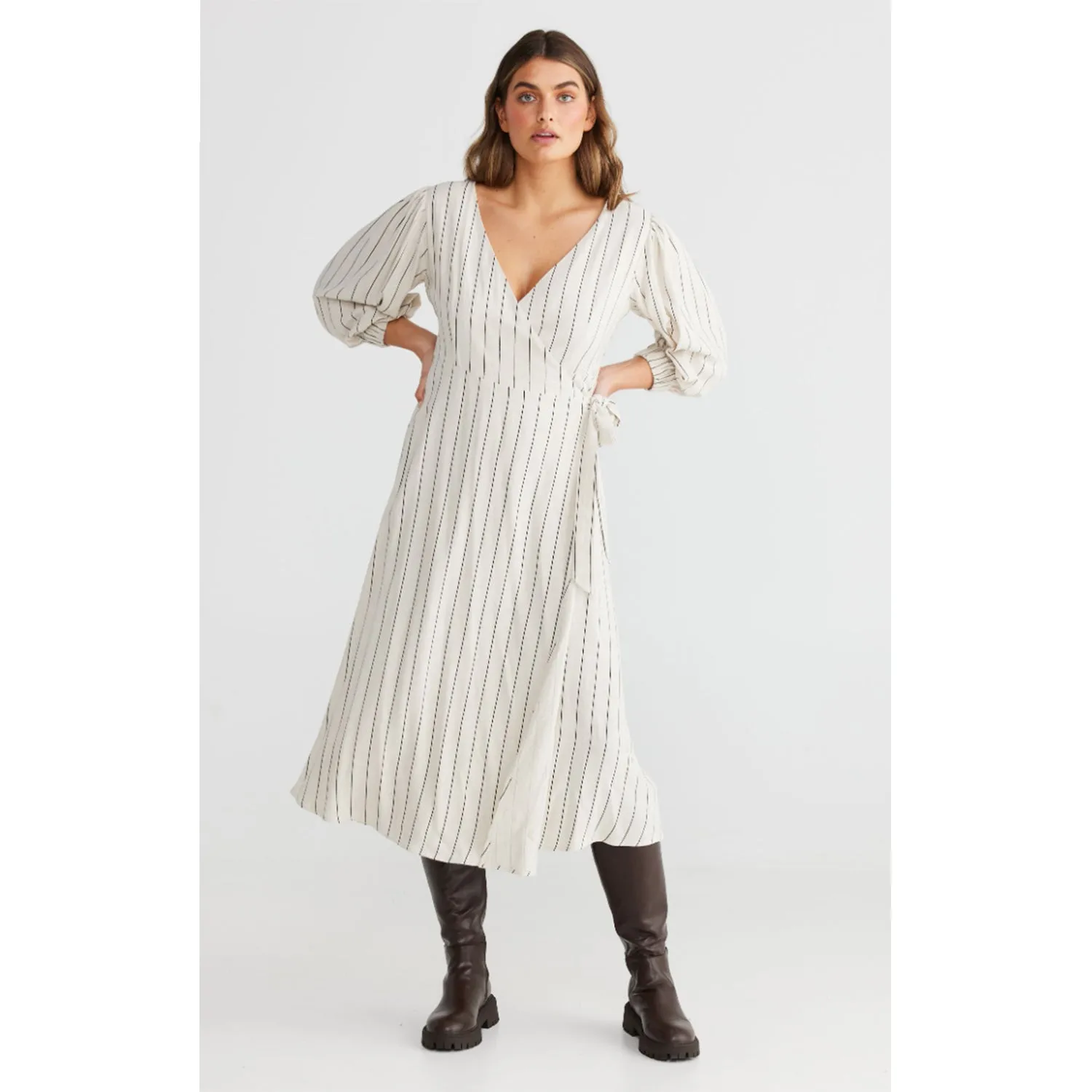 Dress Amor Wrap - Pinstripe