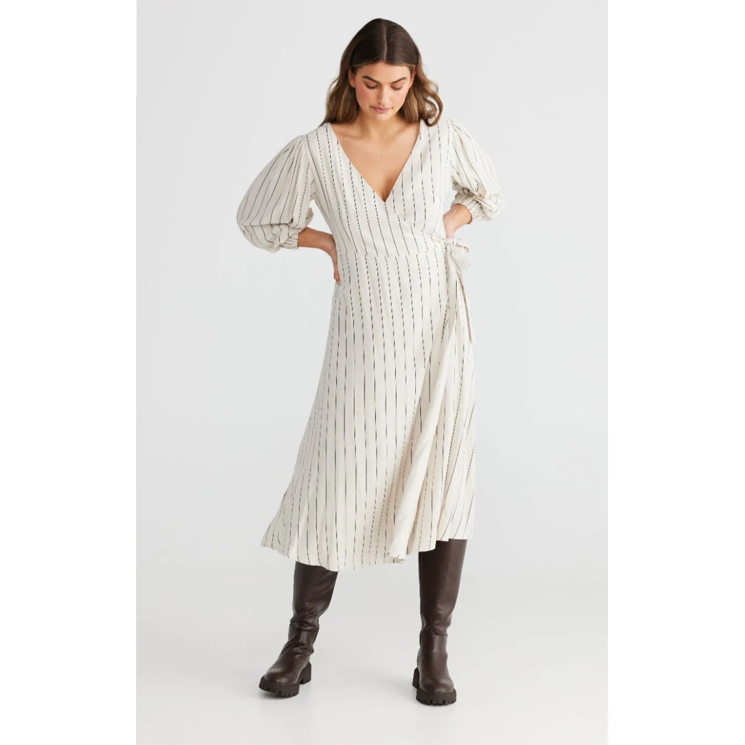 Dress Amor Wrap - Pinstripe
