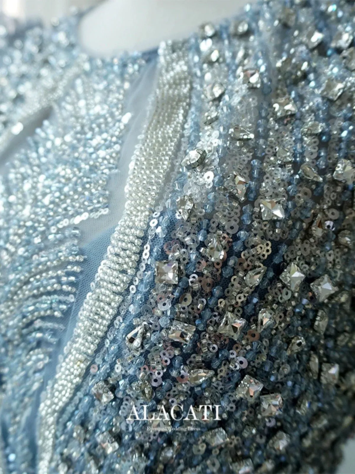 Elegant Blue Sequin Evening Gown with Cape Sleeves - Pretty Sequin Dress with Beaded Embellishments Plus Size
