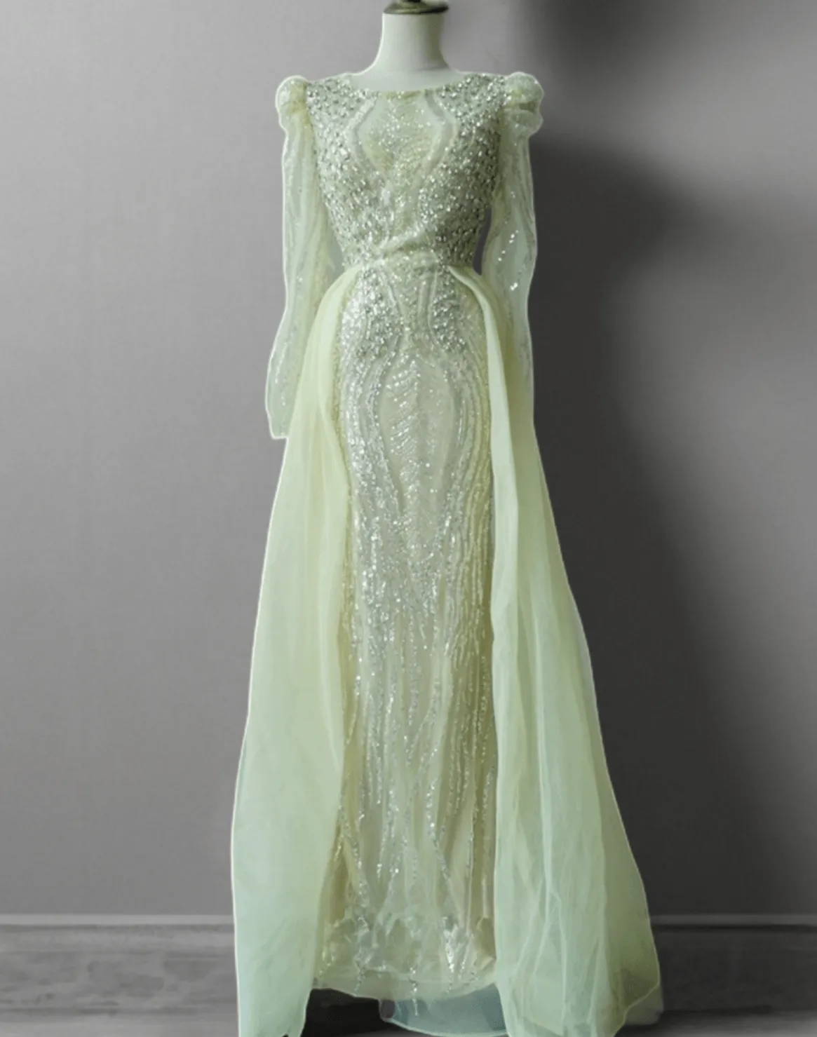 Elegant Blue Sequin Evening Gown with Cape Sleeves - Pretty Sequin Dress with Beaded Embellishments Plus Size