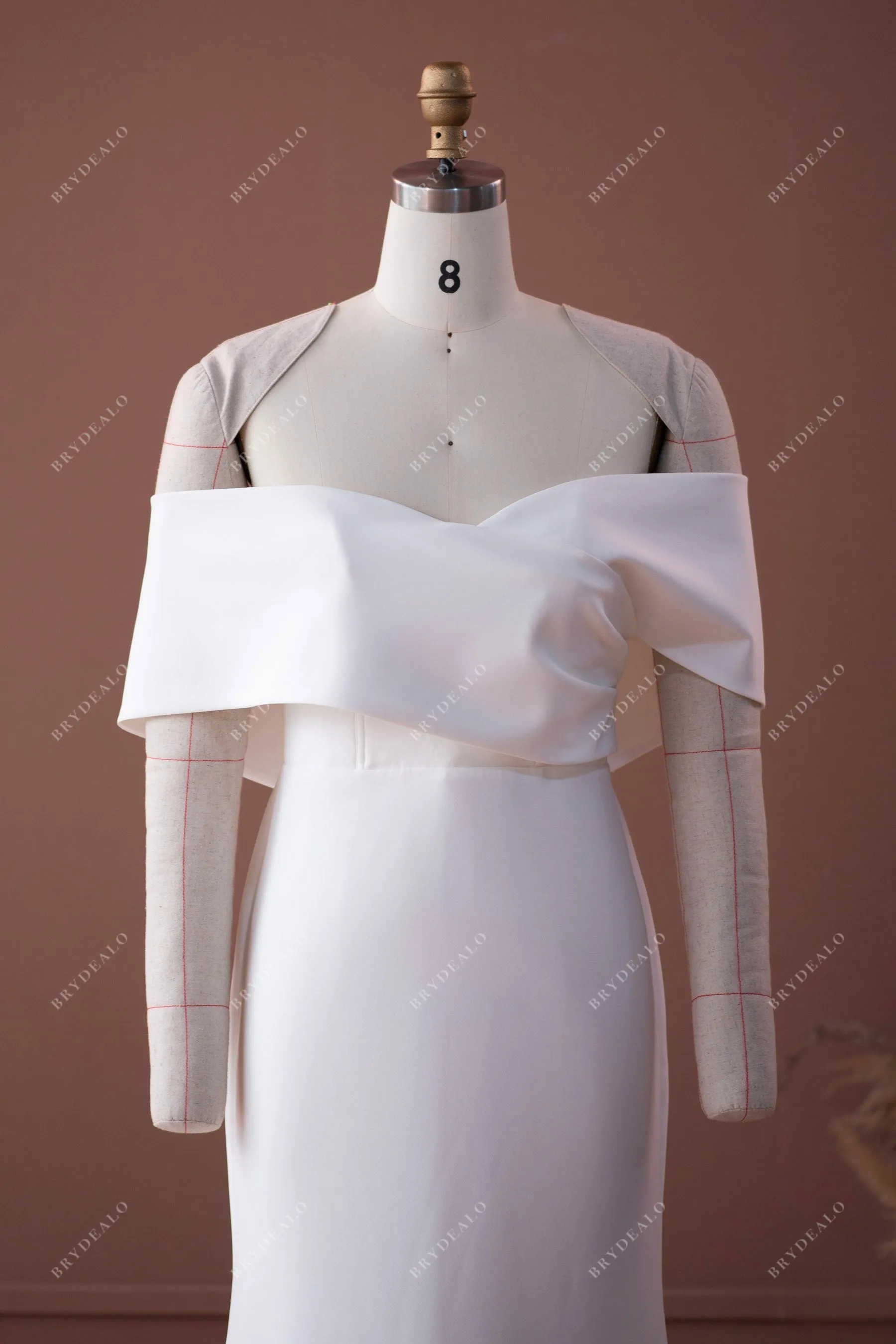 Elegant Wrap Off Shoulder Crepe Mermaid Wedding Dress