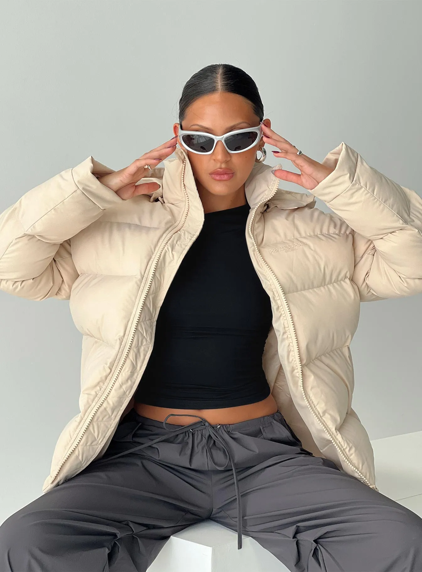 Fashionkova Dream Puff Technical Puffer Jacket Beige