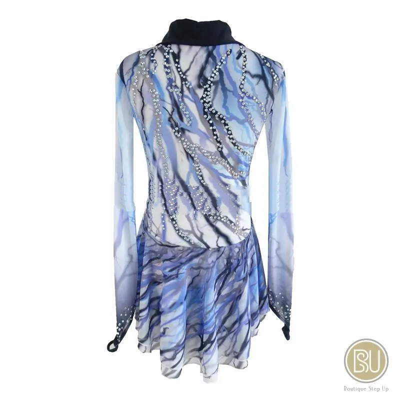 Figure Skating Dress Kimono Style Asian Theme Light Blue Crystals