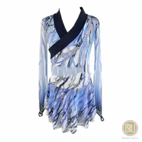 Figure Skating Dress Kimono Style Asian Theme Light Blue Crystals