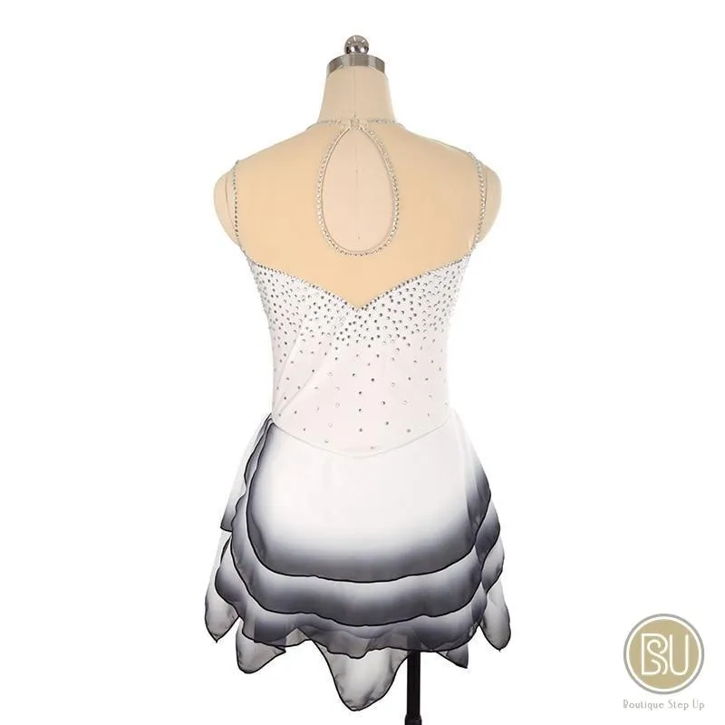 Figure Skating Dress White Multiple Layer Skirt Sleeveless