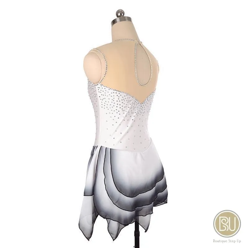 Figure Skating Dress White Multiple Layer Skirt Sleeveless