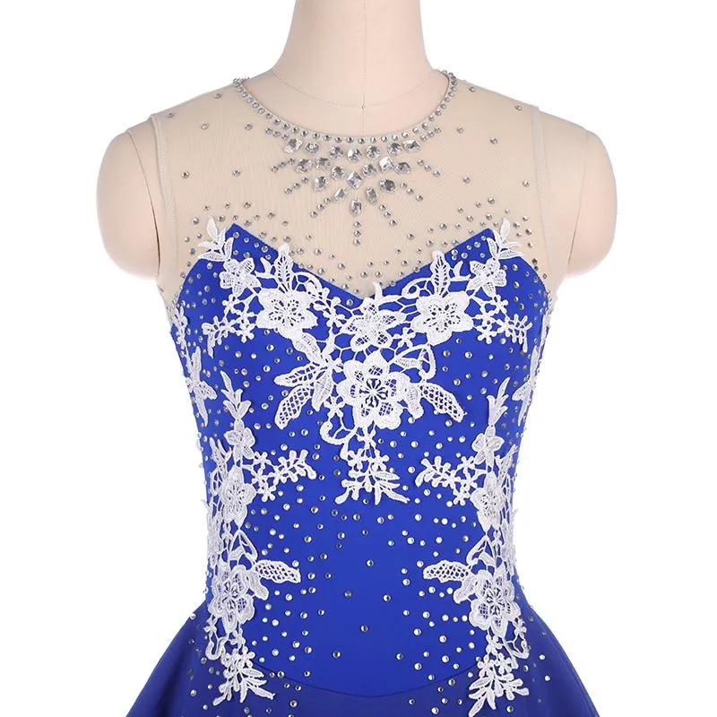 Floral Applique Competition Skating Dress Sleeveless Many Colors BSU060824