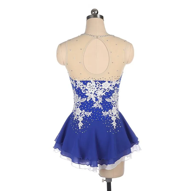 Floral Applique Competition Skating Dress Sleeveless Many Colors BSU060824
