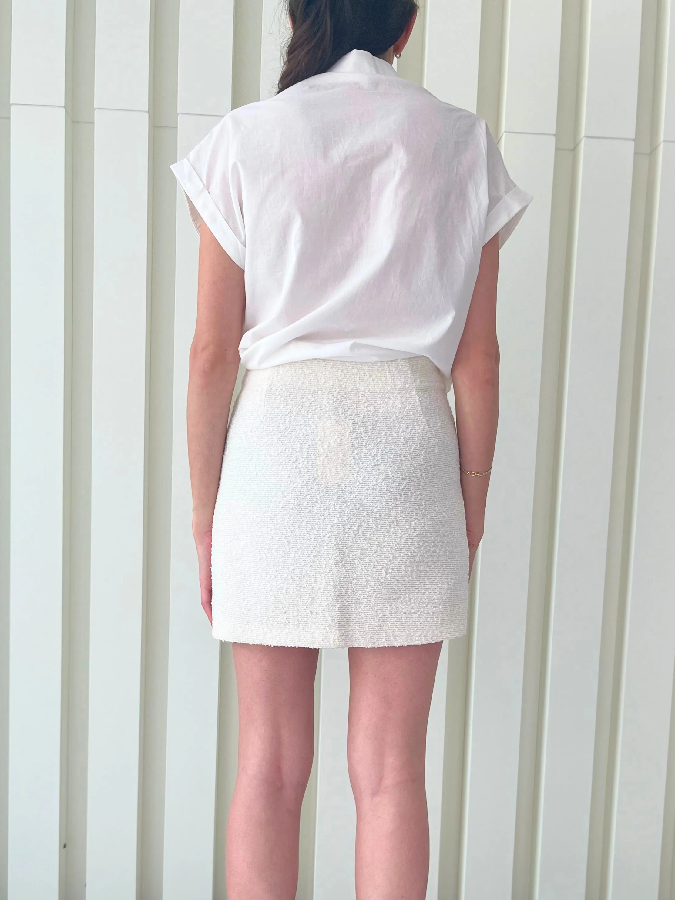 Floral Embroidered White Skirt