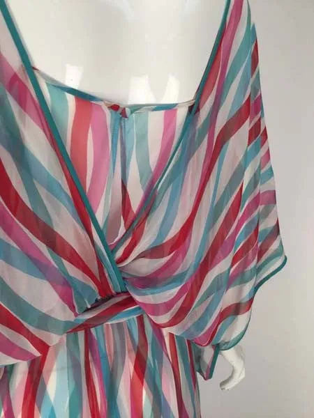 Giorgio Sant' Angelo Silk Chiffon Ribbon Maxi Dress