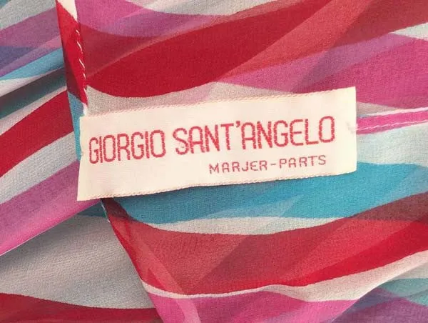 Giorgio Sant' Angelo Silk Chiffon Ribbon Maxi Dress